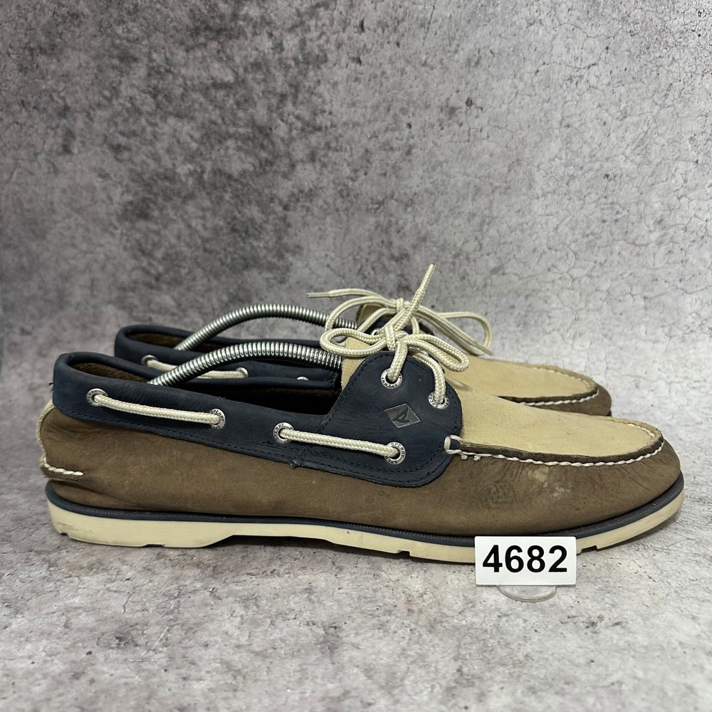 Sperry Top-Sider Boat Authentic Original Shoes Mens 13 Brown Blue Leather 2-Eye